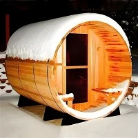 Temperli Cam Açık Varil Sauna Aile Sağlığı İçin Ön Sundurmalı Lüks Ahşap Sauna Varil